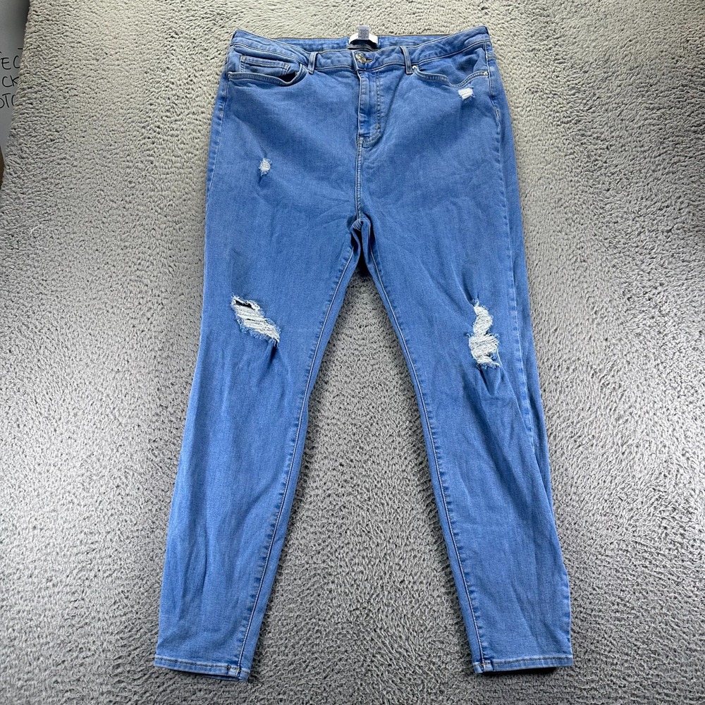 Forever 21 Jeans Womens 18 Blue Cotton Denim Skinny High-Rise Stretch Workwear